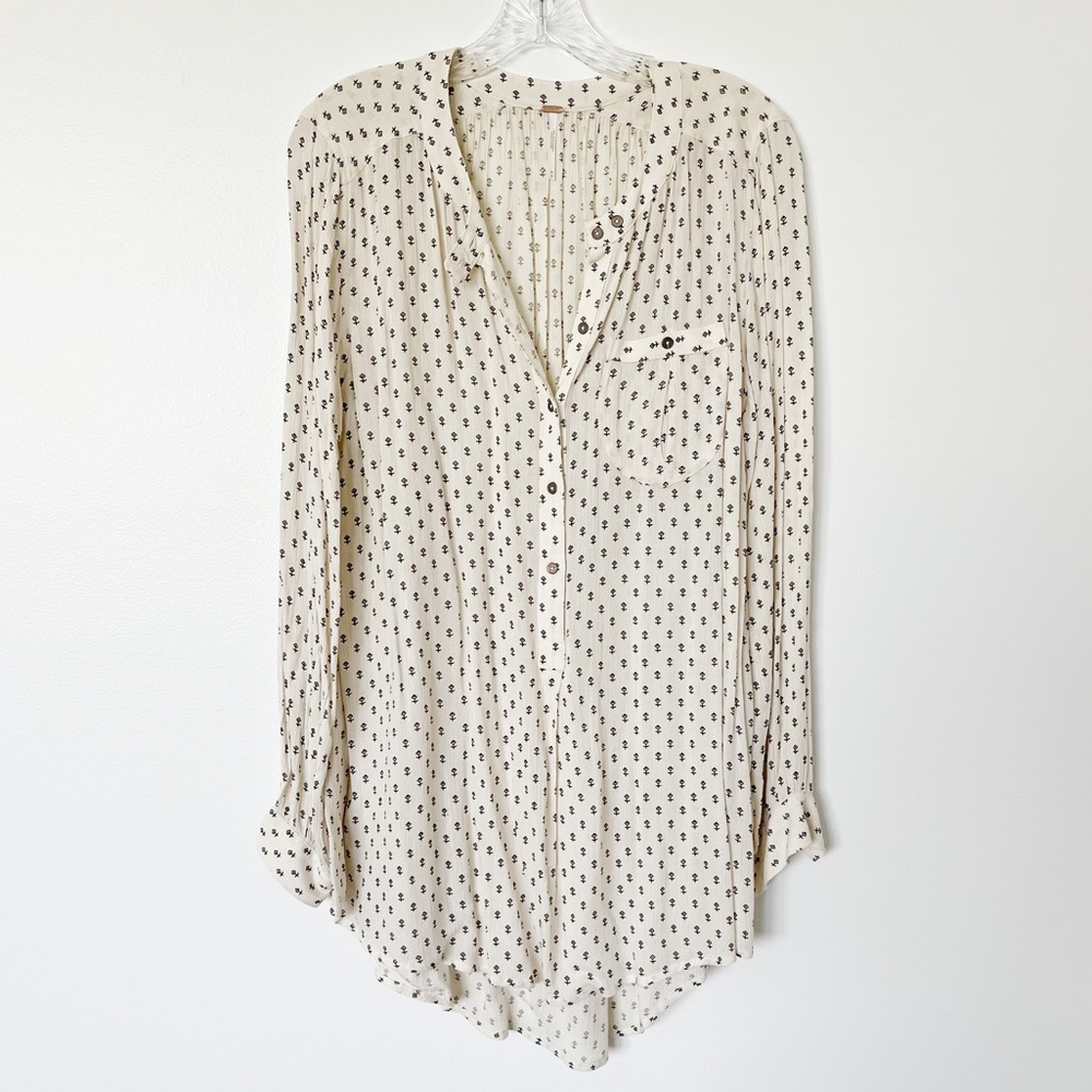 Free People Cream and Black Blouse